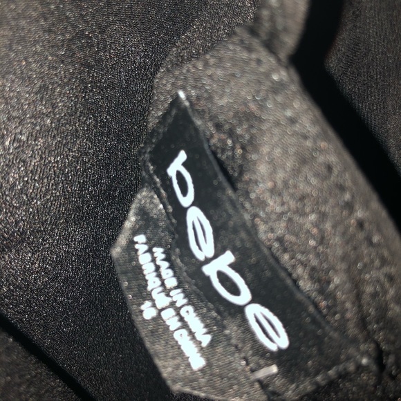 Bebe Black Sparkle Rhinestones Halter Dress Sz 16 - Picture 6 of 8